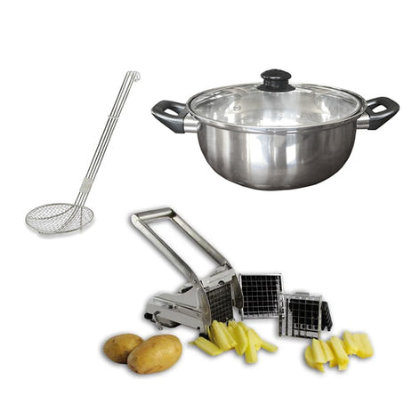 Lot friteuse traditionnelle, coupe-frites et araignée à friture - Mathon - 1