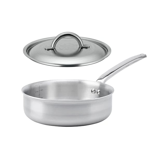 Lot sauteuse bord droit tout inox Alchimy 24 cm et couvercle De Buyer - Mathon - 1