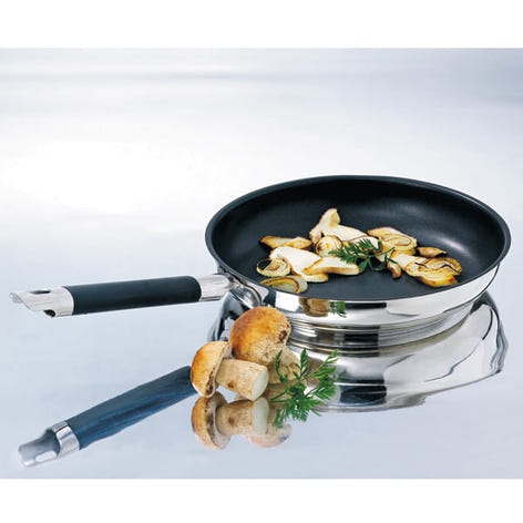 Lot 3 poêles inox anti-adhérentes Rapid Cook 20, 24 et 28 cm et 3 feutrines Mathon - Mathon - 2