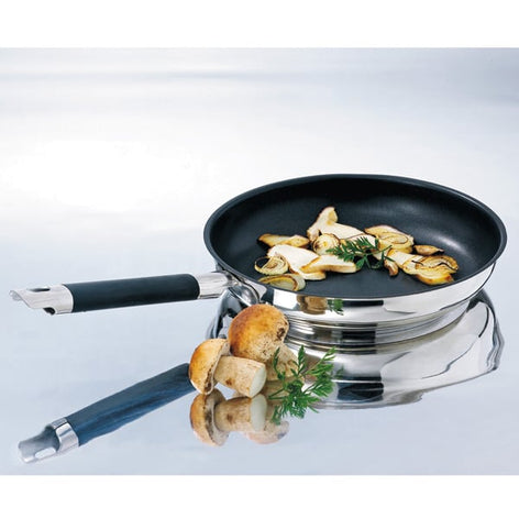 Lot 3 poêles inox anti-adhérentes Rapid Cook 20, 24 et 28 cm et 3 feutrines Mathon - Mathon - 2