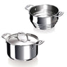 Lot faitout inox Chef 16 cm avec couvercle et multi passoire vapeur Beka - Mathon