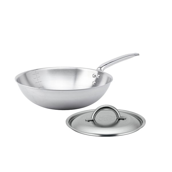 Lot wok tout inox Alchimy 32 cm et couvercle De Buyer - Mathon - 1