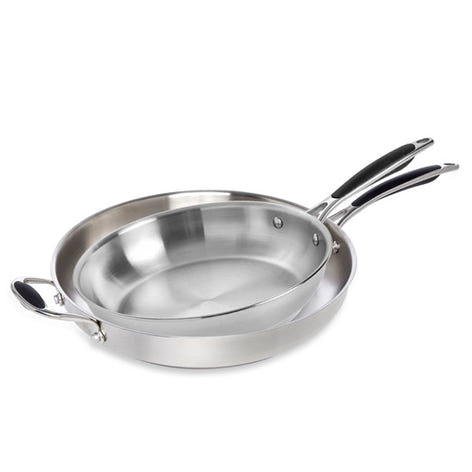 Lot de 2 poêles tout inox 20 et 32 cm Excell