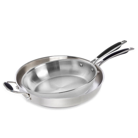 Lot de 2 poêles tout inox 20 et 32 cm Excell
