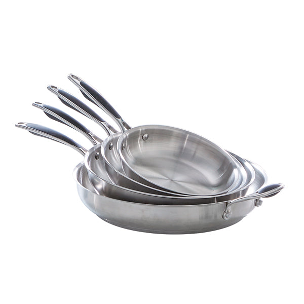 Lot de 4 poêles tout inox 20, 24, 28 et 32 cm Excell