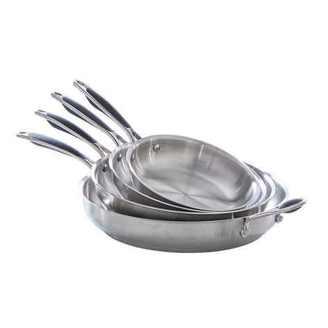 Lot de 4 poêles tout inox 20, 24, 28 et 32 cm Excell