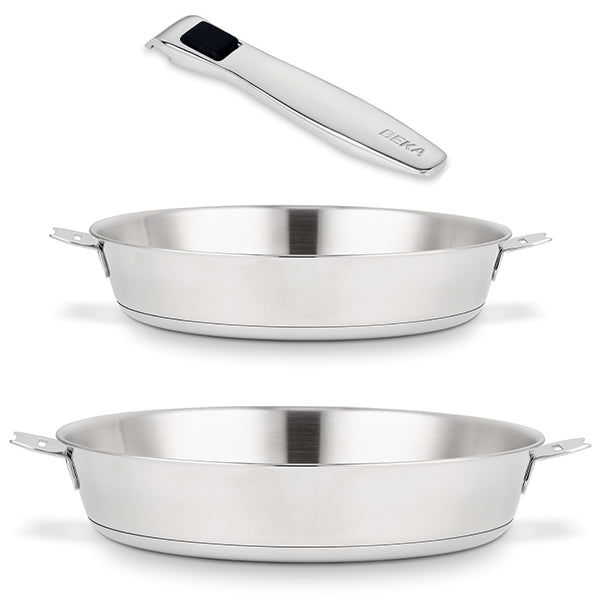 Lot 2 poêles inox Evolution 24 et 28 cm et manche amovible  Beka - Mathon - 1