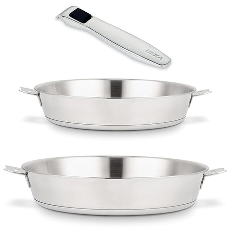 Lot 2 poêles tout inox Evolution 24 et 28 cm et manche amovible Beka - Mathon - 1