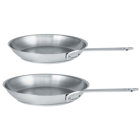 Lot 2 poêles tout inox 1826 24 et 28 cm Cristel - Mathon - 1