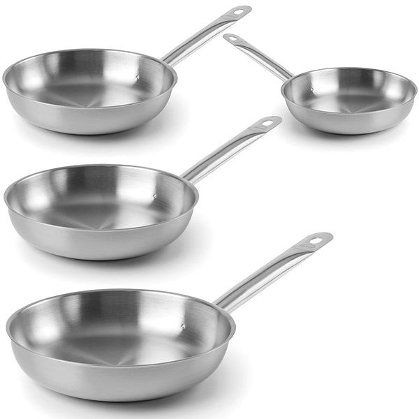 Lot 4 poêles tout inox Chef 20, 24, 28 et 32 cm  Lacor - Mathon