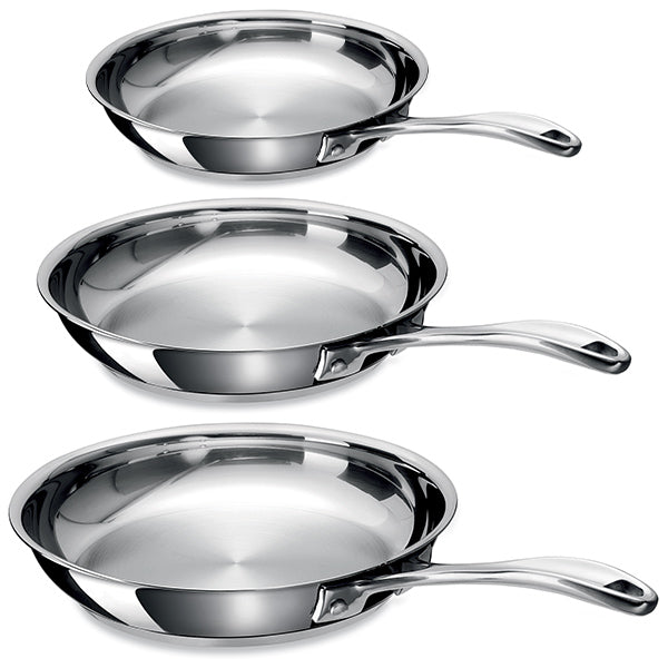 Lot 3 poêles tout inox Chef 20, 24 et 28 cm  Beka - Mathon - 1