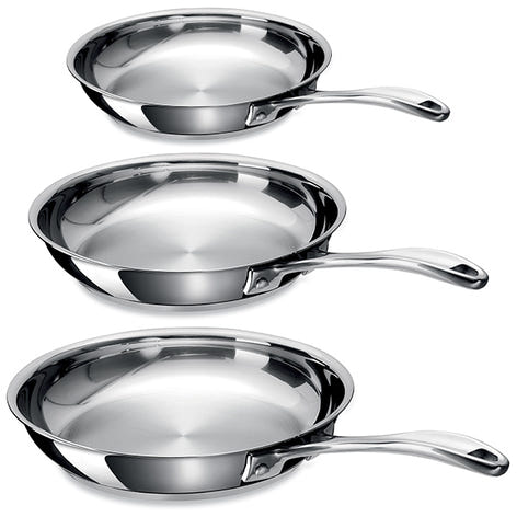 Lot 3 poêles tout inox Chef 20, 24 et 28 cm Beka - Mathon - 1
