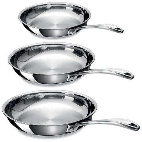 Lot 3 poêles tout inox Chef 20, 24 et 28 cm Beka - Mathon - 1