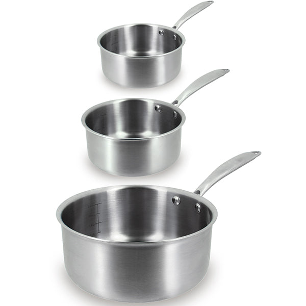 Lot 3 casseroles inox Triply 16, 18, 20 cm Menastyl - Mathon - 1