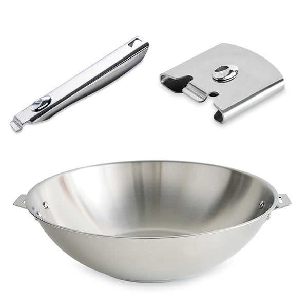 Lot wok tout inox Clips’Inox 30 cm avec manche et anse amovibles  Mathon - Mathon - 1