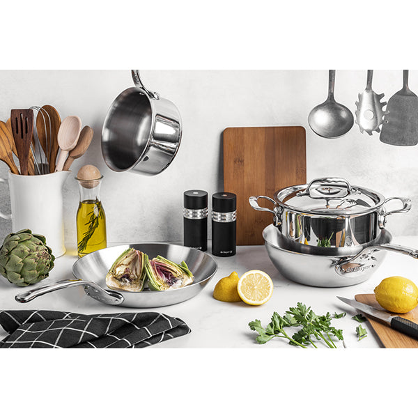 Lot 3 casseroles 16, 18 et 20 cm et 2 poêles 24 et 28 cm tout inox Affinity  De Buyer - Mathon - 2