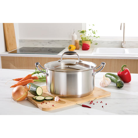 Lot faitout inox Excell’Inox 24 cm et couvercle en verre Mathon - Mathon - 2