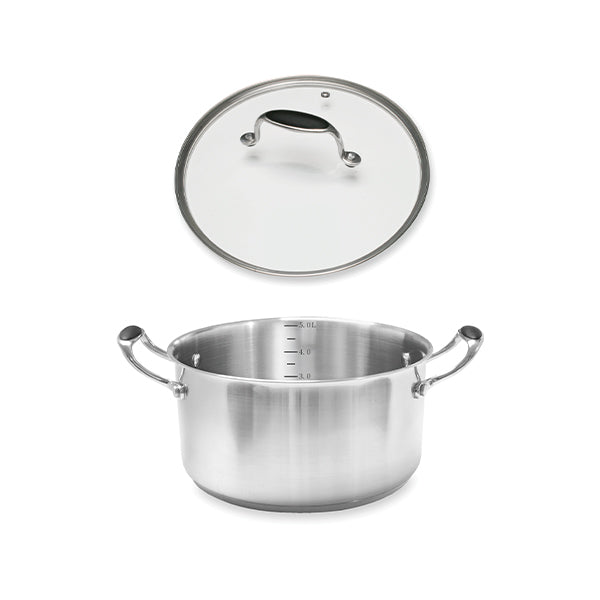 Lot faitout inox Excell’Inox 24 cm et couvercle en verre Mathon - Mathon - 1