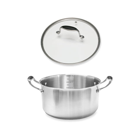 Lot faitout inox Excell’Inox 24 cm et couvercle en verre Mathon - Mathon - 1