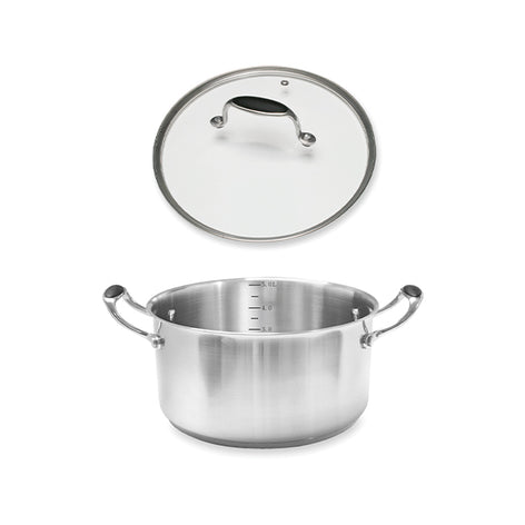 Lot faitout inox Excell’Inox 24 cm et couvercle en verre Mathon - Mathon - 1