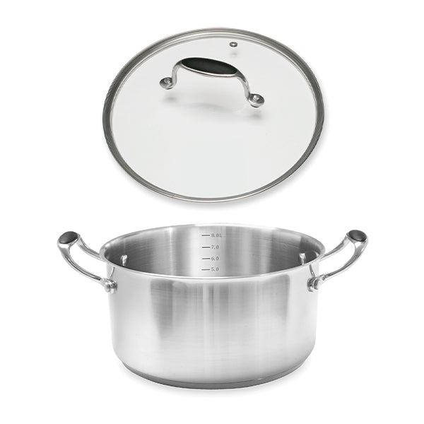 Lot faitout inox Excell’Inox 28 cm et couvercle en verre Mathon - Mathon - 1