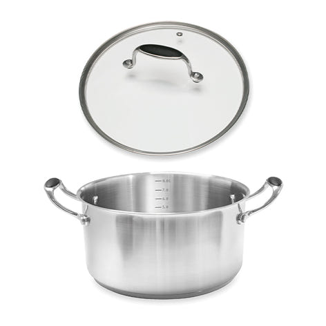 Lot faitout inox Excell’Inox 28 cm et couvercle en verre Mathon - Mathon - 1