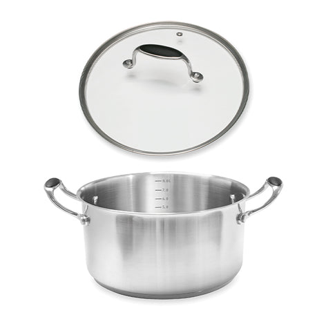 Lot faitout inox Excell’Inox 28 cm et couvercle en verre Mathon - Mathon - 1