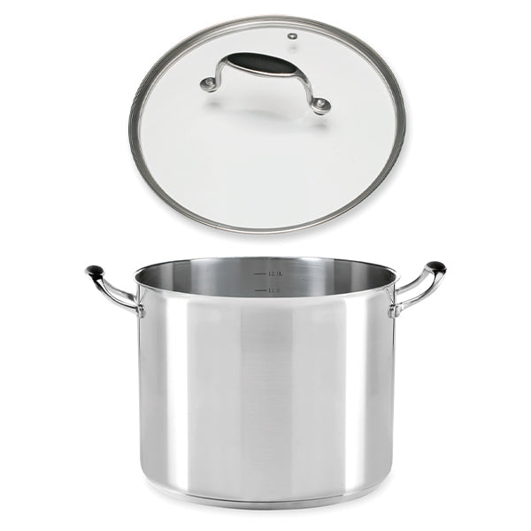 Lot marmite inox Excell’Inox 28 cm et couvercle en verre Mathon - Mathon - 1
