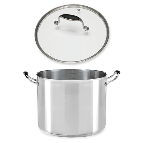 Lot marmite inox Excell’Inox 28 cm et couvercle en verre Mathon - Mathon - 1
