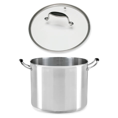 Lot marmite inox Excell’Inox 28 cm et couvercle en verre Mathon - Mathon - 1