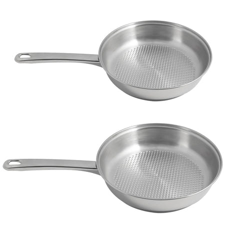 Lot 2 poêles tout inox avec fond grill 24 et 28 cm Artame - Mathon - 1
