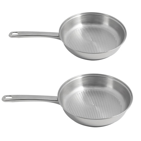 Lot 2 poêles tout inox avec fond grill 24 et 28 cm Artame - Mathon - 1