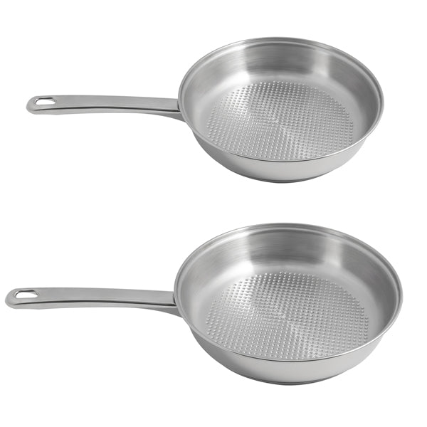 Lot 2 poêles tout inox avec fond grill 24 et 28 cm Artame - Mathon - 1