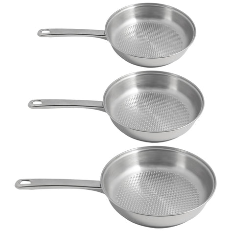 Lot 3 poêles tout inox avec fond grill 20, 24 et 28 cm Artame - Mathon - 1