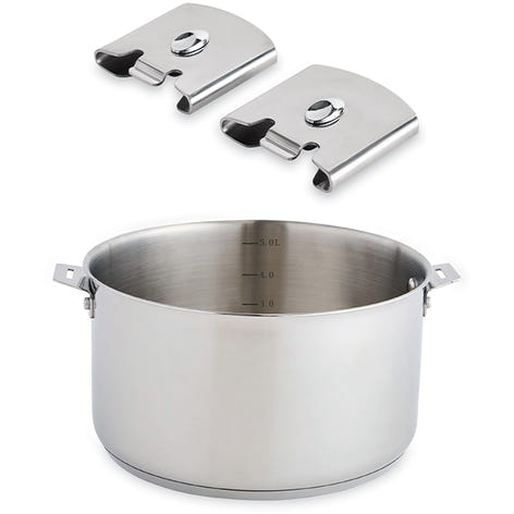 Lot faitout tout inox 24 cm 5,9 L et 2 anses amovibles Clips’Inox Mathon - Mathon - 1