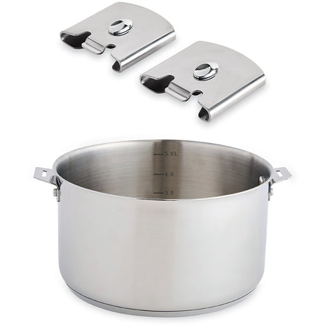 Lot faitout tout inox 24 cm 5,9 L et 2 anses amovibles Clips’Inox Mathon - Mathon - 1