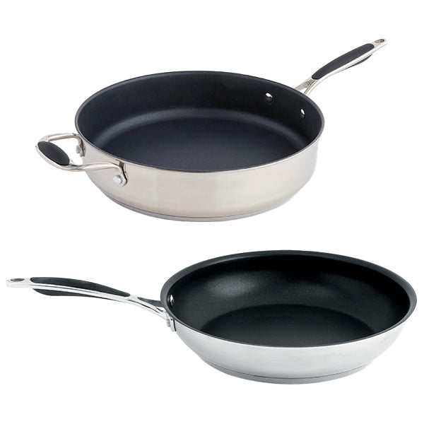 Lot poêle et sauteuse inox antiadhérentes Excell’Inox 28 cm Mathon - Mathon - 1