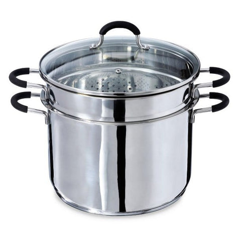 Lot marmite haute inox Rapid Cook avec couvercle et élément vapeur 26 cm 8,5 L Mathon - Mathon - 1