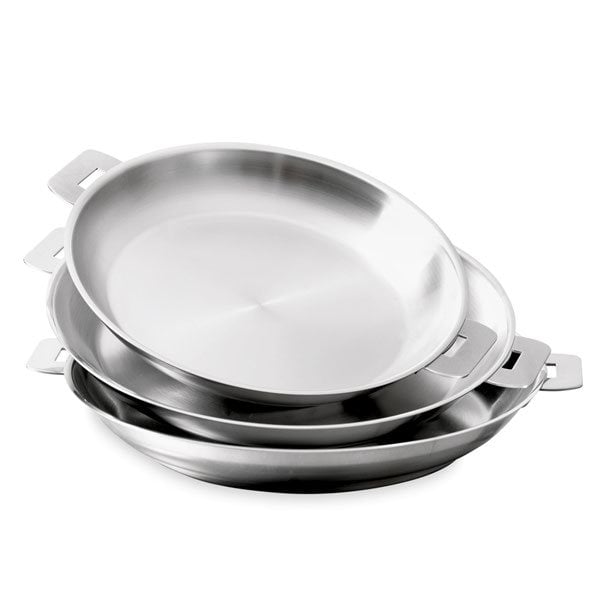 Lot 3 poêles tout inox Mutine sans manche 24, 26 et 28 cm Cristel - Mathon - 1