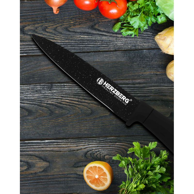 Set de couteaux avec support 8 pièces Marbre Noir Herzberg HGMSN8BLM Herzberg - Mathon - 6