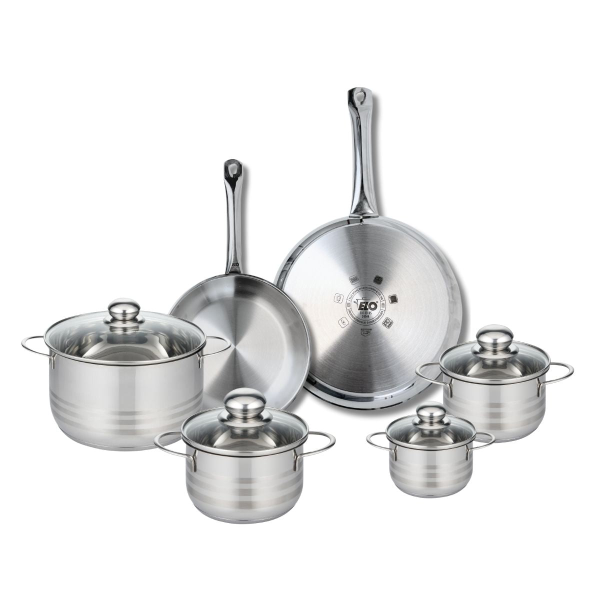 Ensemble de 2 Poêles de cuisson 24 et 28 cm et 4 faitouts 12, 14, 16 et 20 cm  Profi Brillant Elo - Mathon - 1