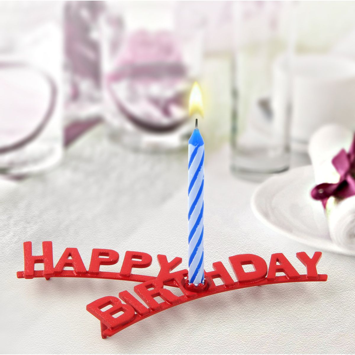 Set support "happy birthday" et 8 bougies d