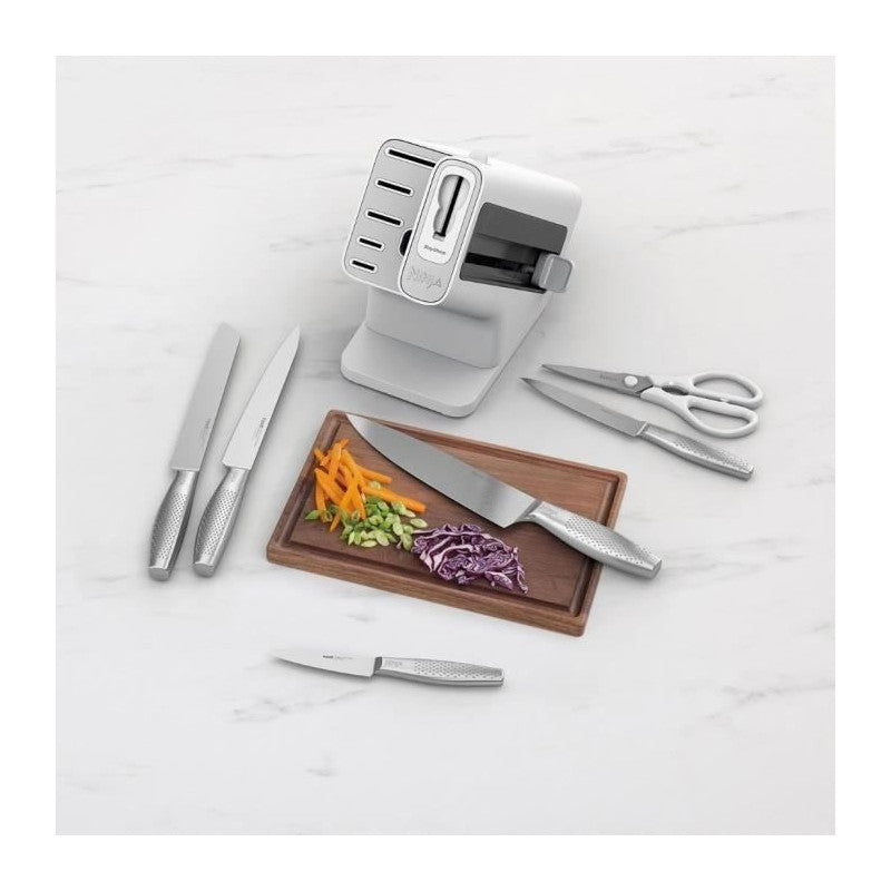 Bloc-couteaux - Ninja Foodi - Staysharp K62006euwh - Avec Affûteur - Ensemble De Couteaux - 6 Pieces Aiguisées - Blanc Ninja - Mathon - 5