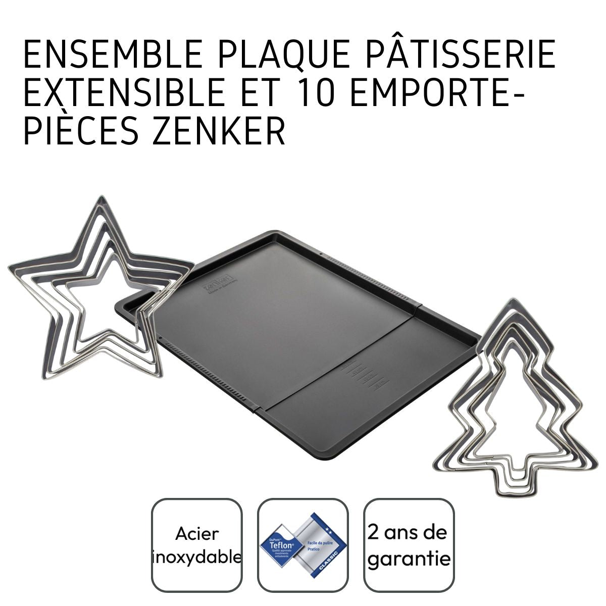 Ensemble avec plaque à pâtisserie extensible et 10 emporte-pièces Zenker Zenker - Mathon - 4