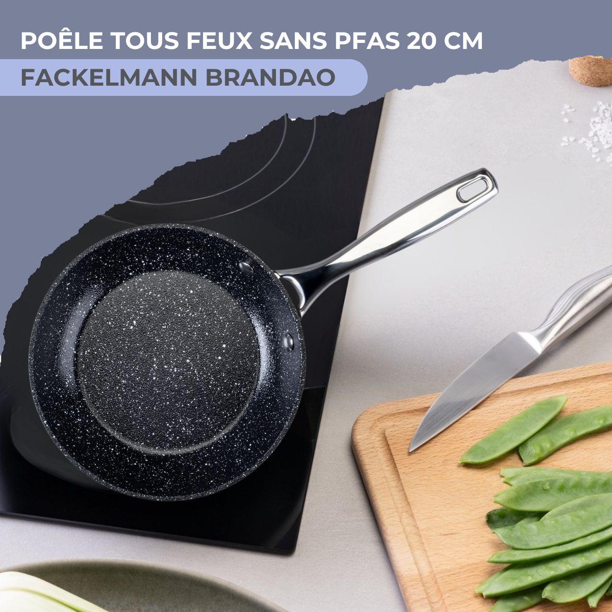 Poêle 20 cm fonte alu revêtement antiadhésif céramique sans PFAS Fackelmann - Mathon - 2