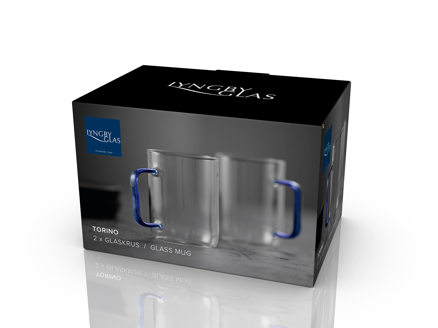 Set de 2 mugs TORINO en verre Bleu Lyngby Glas - Mathon - 4