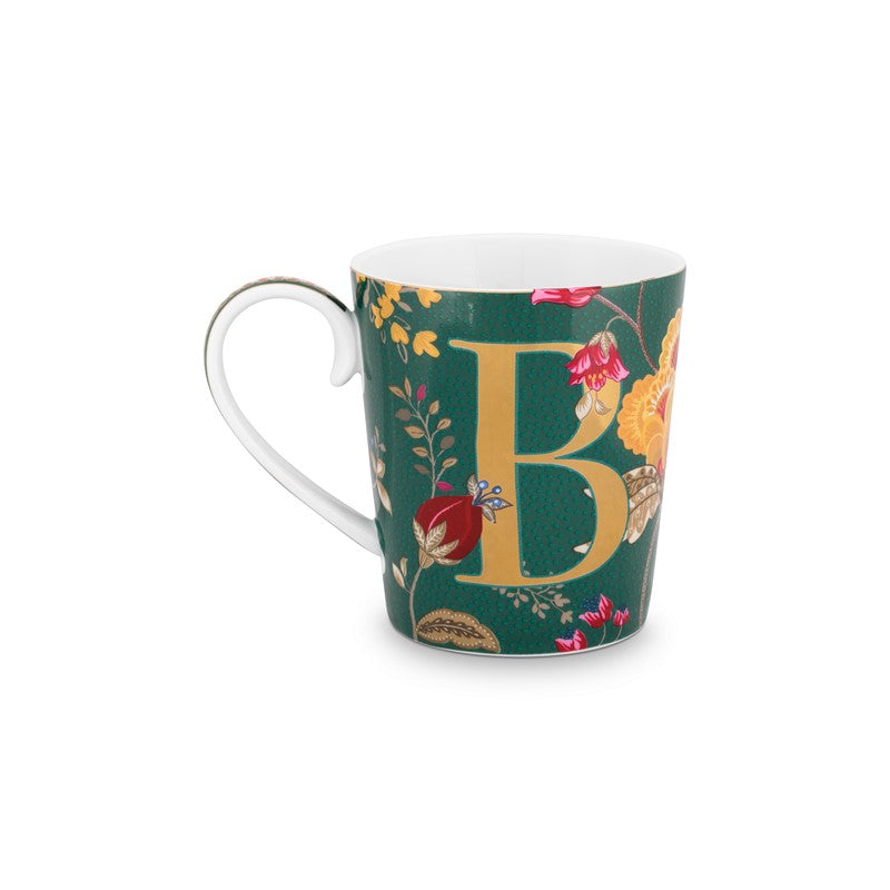 Mug Alphabet Floral Fantasy Vert - B - 350ml Pip Studio - Mathon