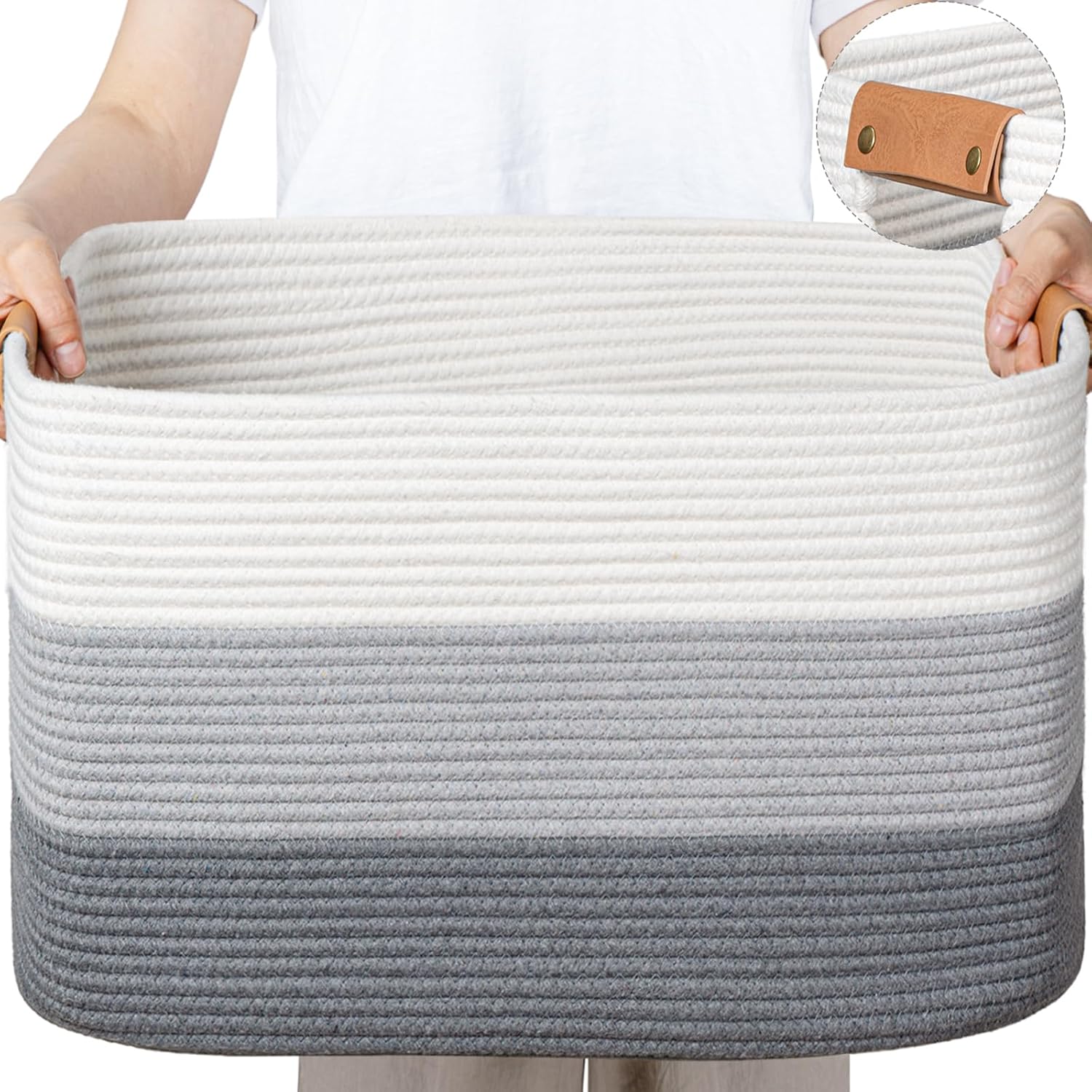 Panier de rangement 72 L en lin naturel – Gris Vendos85 - Mathon