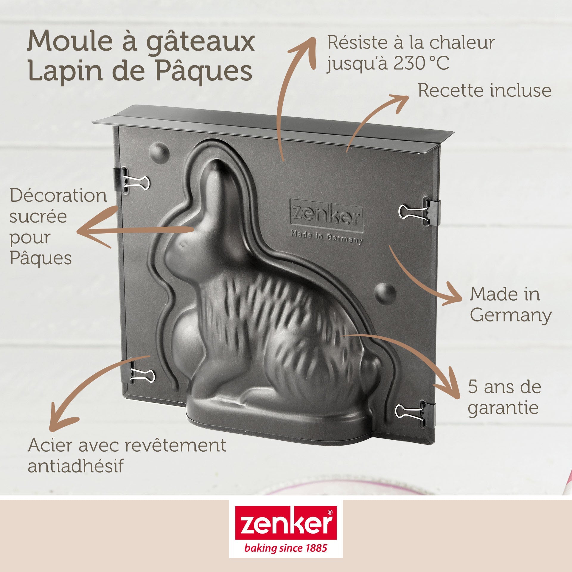Ensemble de moule lapin de Pâques 3D et 5 emporte-pièces lapin Zenker Pâques Zenker - Mathon - 4