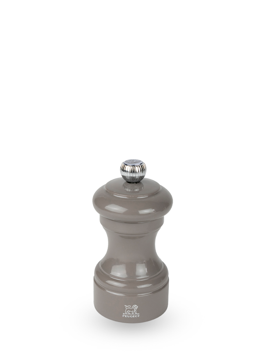 Bistro Moulin à sel manuel en bois laqué, gris taupe, 10 cm - 4in. Peugeot - Mathon - 1